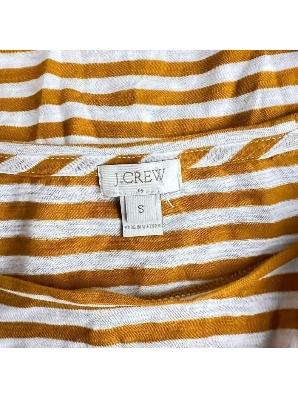 J.Crew‎ Mustard Yellow White Striped Long Sleeve Top Small